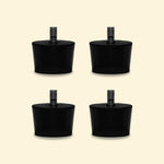 Set of four Vivaplancha griddle rubber feet with threaded rod, displayed on a plain background.