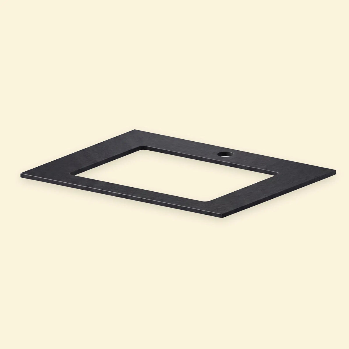 Deep black ceramic worktop with cut-out for Pilotis sink and tap
::visuel:noir