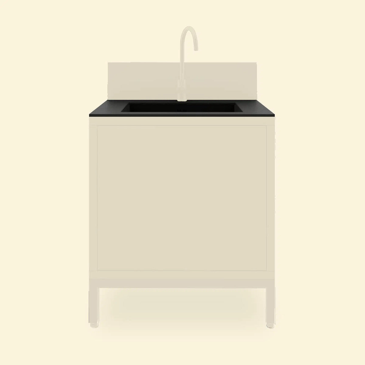 Deep black Pilotis sink module with black ceramic worktop and integrated sink
::visuel:noir