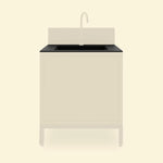 Deep black Pilotis sink module with black ceramic worktop and integrated sink
::visuel:noir