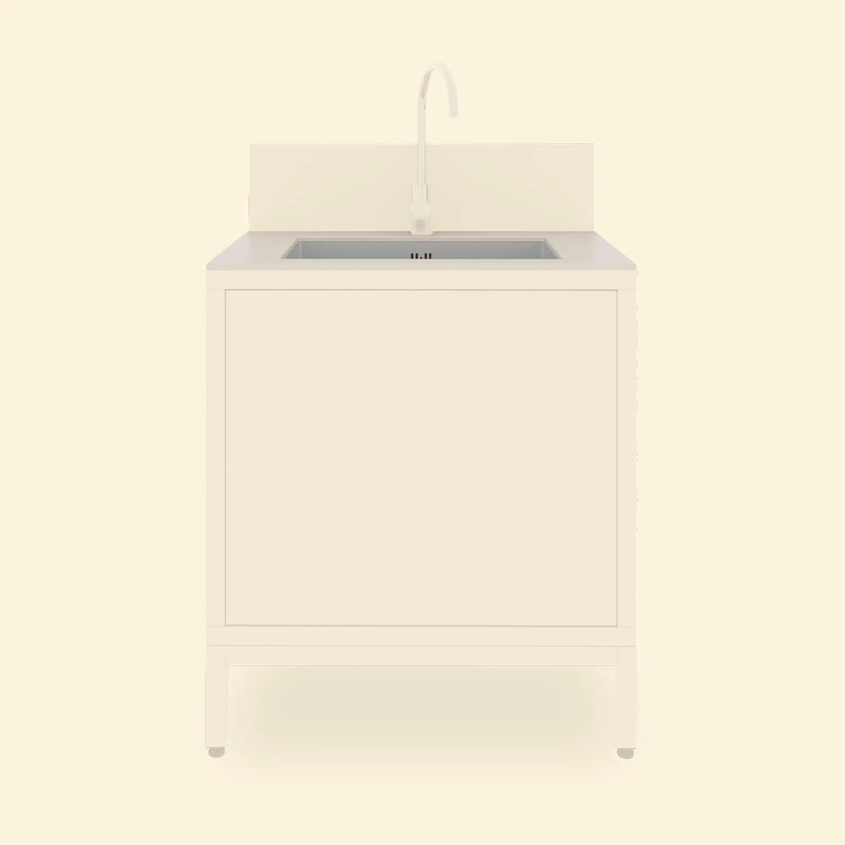 Cream-white Pilotis sink unit with light ceramic worktop and integrated sink
::visuel:creme