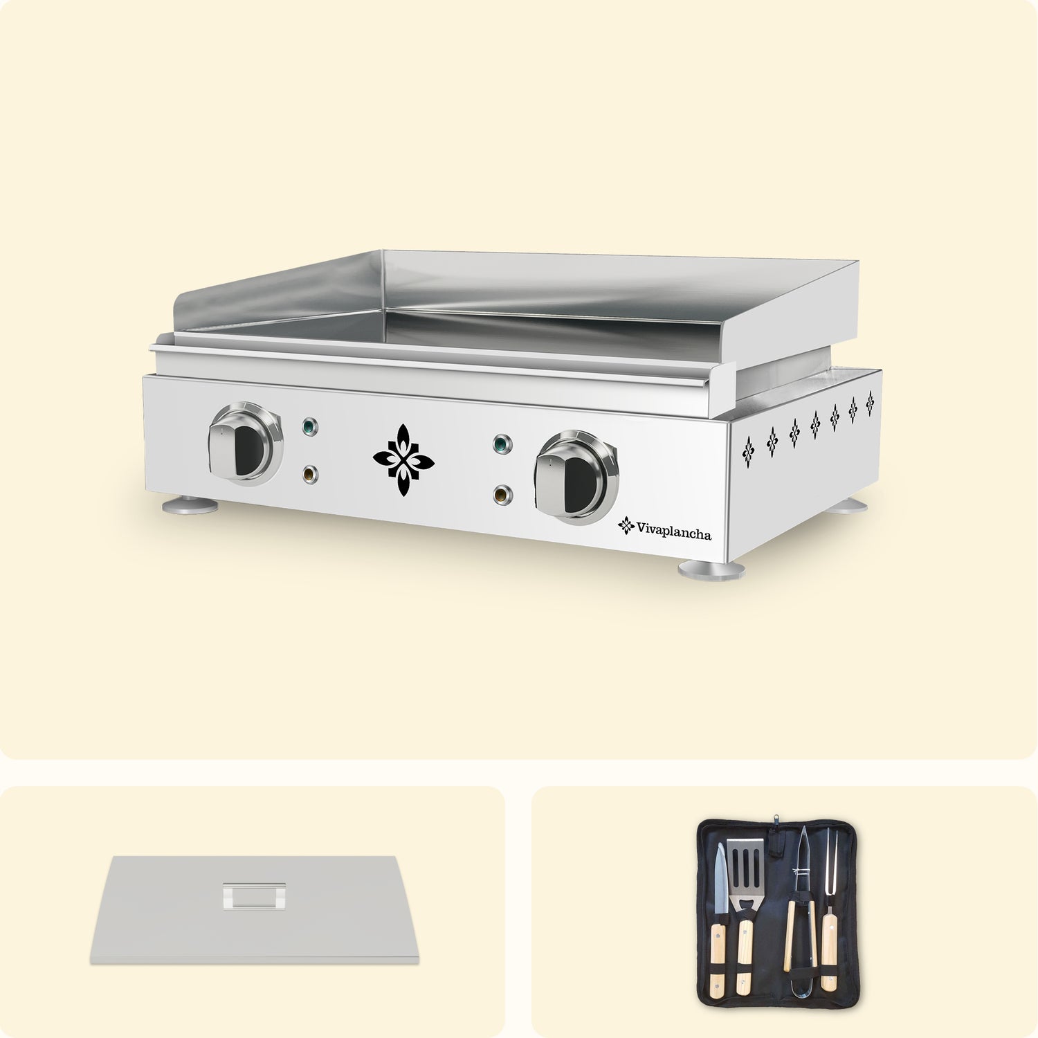 Stainless Steel Electric Griddle LIMA Set + Lid + Accessories