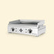 Vivaplancha electric griddle, Lima model, in stainless steel, with two control knobs and a smooth cooking plate.
