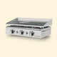 Vivaplancha gas griddle, Pimientos model, with three stainless steel burners and a smooth stainless steel cooking plate, shown from the front against a plain beige background.