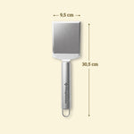 Spatule classique en inox Vivaplancha avec dimensions de l'accessoire.